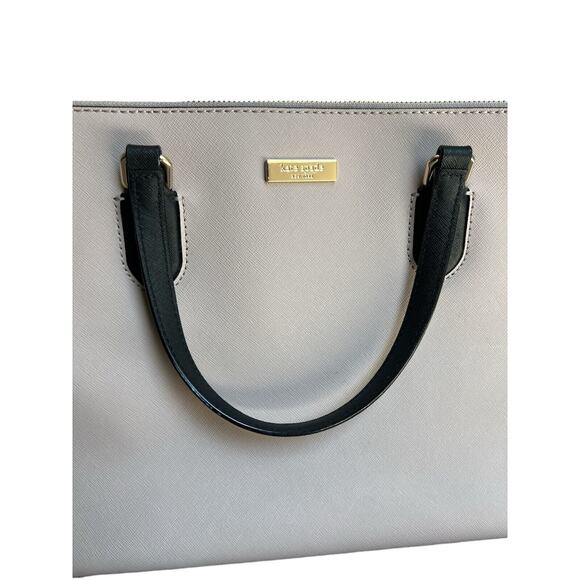 Kate Spade Leighann Laurel Way Leather Satchel Neutral Blush/Black Handbag Large - Picture 9 of 13